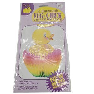 Vintage 9" Chick in Egg Eureka Honeycomb Tissue Centerpiece Easter Decoration NO